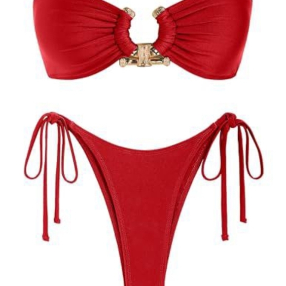 Zaful Red Bikini with Gold Accent - Picture 2 of 4